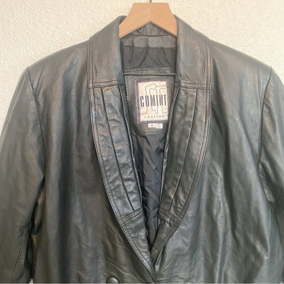 Vintage 80's 90's 100% Genuine Leather Oversized Long Coat Jacket Trench - Picture 5 of 12